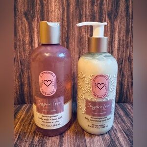 Bath & Body Works Inspire Love Rose + Vanilla Body Wash & Lotion Set Brand New